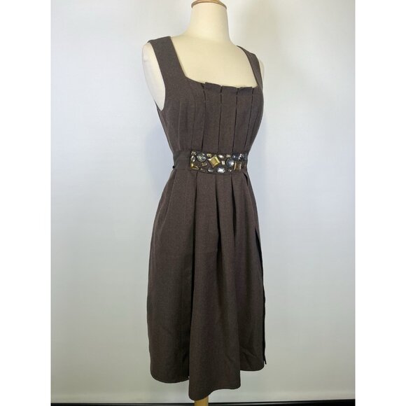 Magaschoni Collection Wool Cashmere Y2K Shift Dress Brown Size 6/8 S/M Office - Picture 1 of 9
